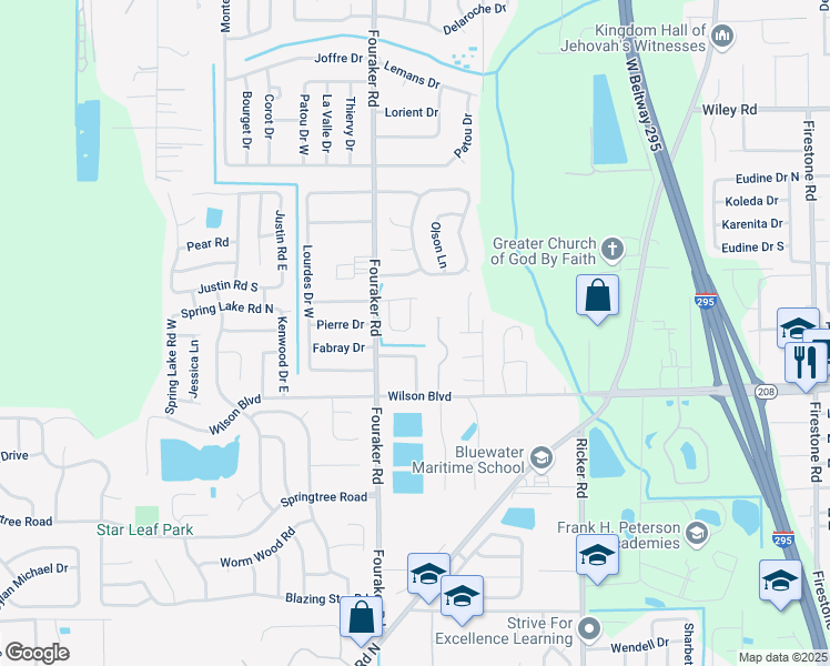 map of restaurants, bars, coffee shops, grocery stores, and more near 2583 Eiffel Circle East in Jacksonville