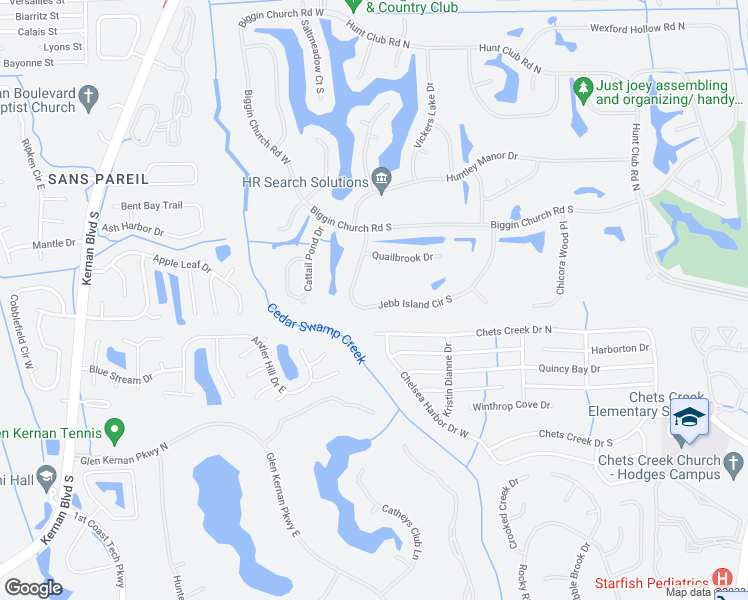 map of restaurants, bars, coffee shops, grocery stores, and more near 12770 Jebb Island Cir S in Jacksonville