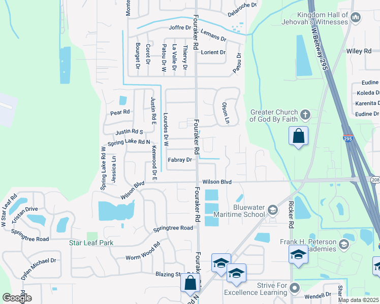 map of restaurants, bars, coffee shops, grocery stores, and more near 8005 Fabray Drive in Jacksonville