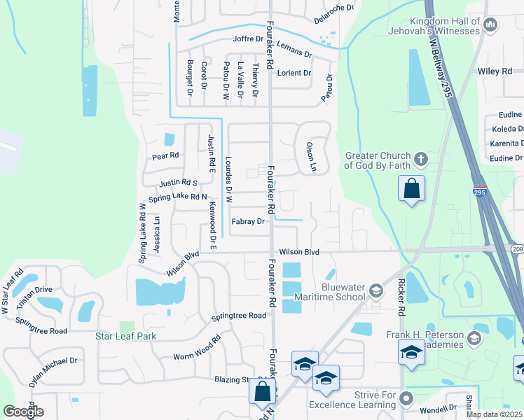 map of restaurants, bars, coffee shops, grocery stores, and more near 8005 Fabray Drive in Jacksonville