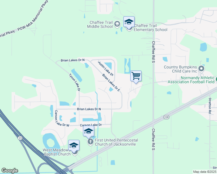 map of restaurants, bars, coffee shops, grocery stores, and more near 11384 Cain Oaks Court in Jacksonville