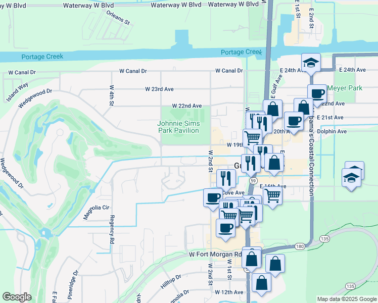 map of restaurants, bars, coffee shops, grocery stores, and more near 336 Clubhouse Drive in Gulf Shores