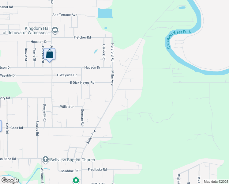 map of restaurants, bars, coffee shops, grocery stores, and more near 2802 Hereford Road in Westlake
