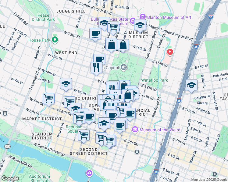 map of restaurants, bars, coffee shops, grocery stores, and more near in 