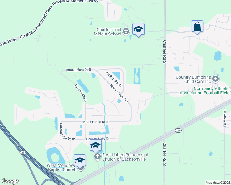 map of restaurants, bars, coffee shops, grocery stores, and more near 11404 Ivan Lakes Court in Jacksonville