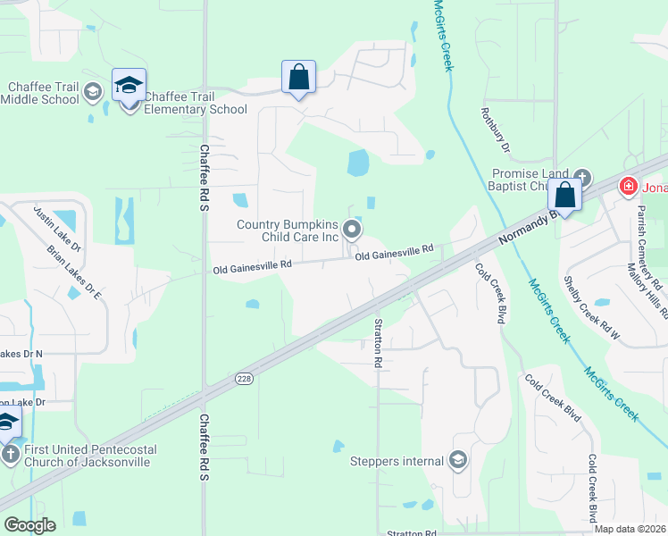 map of restaurants, bars, coffee shops, grocery stores, and more near 10903 Old Gainesville Road in Jacksonville