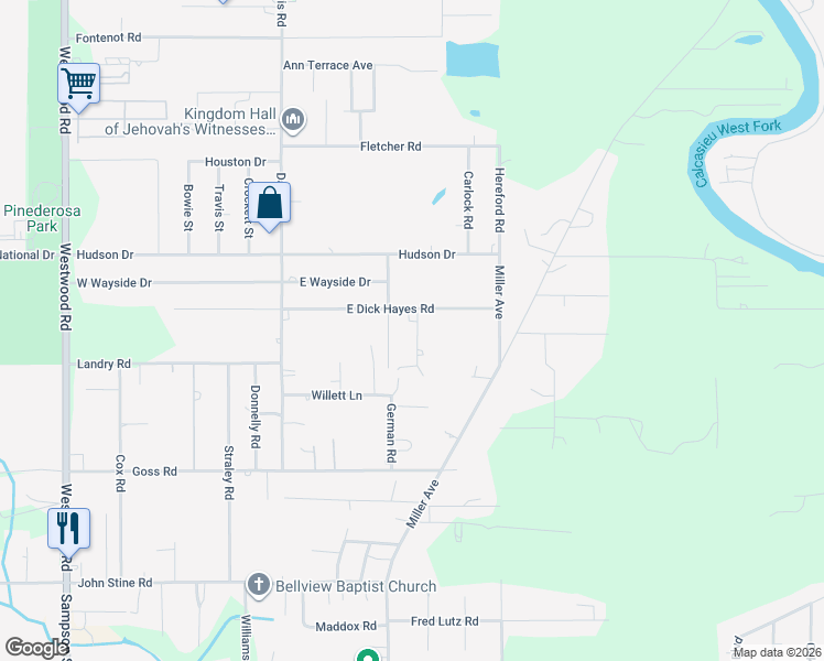 map of restaurants, bars, coffee shops, grocery stores, and more near 2712 Oliver Rd in Westlake