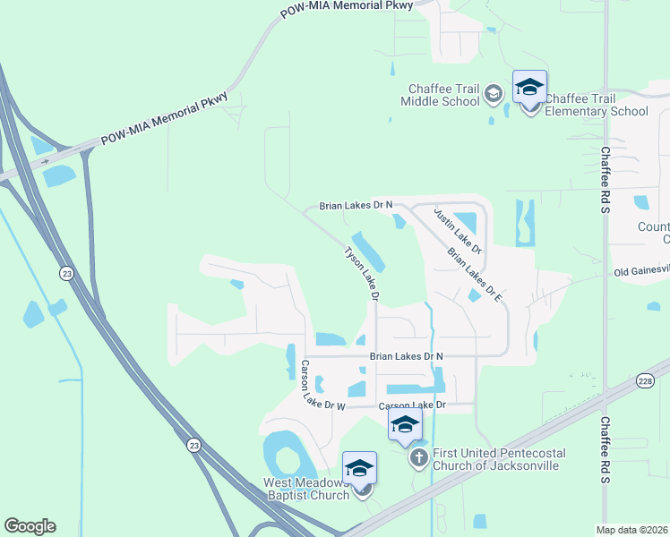 map of restaurants, bars, coffee shops, grocery stores, and more near 2268 Tyson Lake Drive in Jacksonville