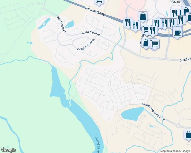 map of restaurants, bars, coffee shops, grocery stores, and more near 519 Chestnut Reef Court in Conroe