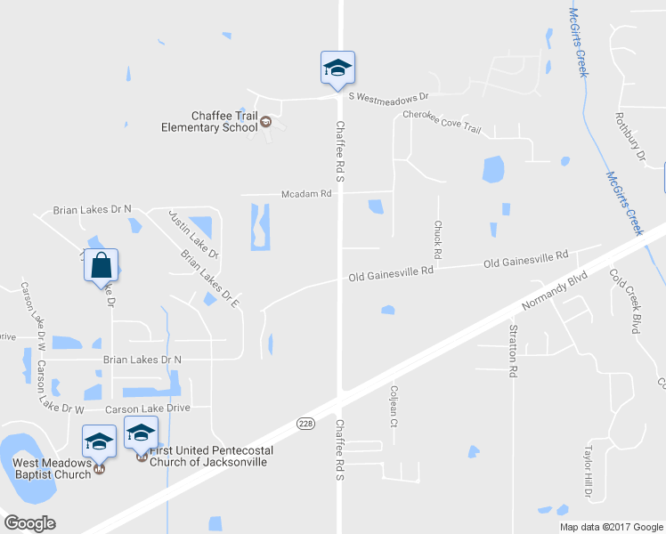map of restaurants, bars, coffee shops, grocery stores, and more near 1370 Chaffee Road South in Jacksonville