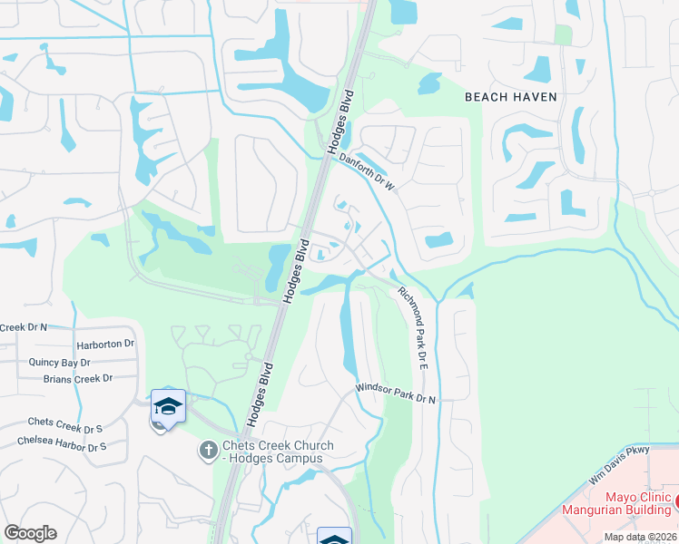 map of restaurants, bars, coffee shops, grocery stores, and more near 13700 Richmond Park Drive North in Jacksonville