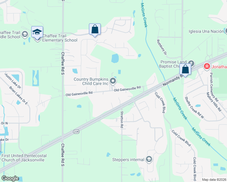 map of restaurants, bars, coffee shops, grocery stores, and more near 10808 Old Gainesville Road in Jacksonville
