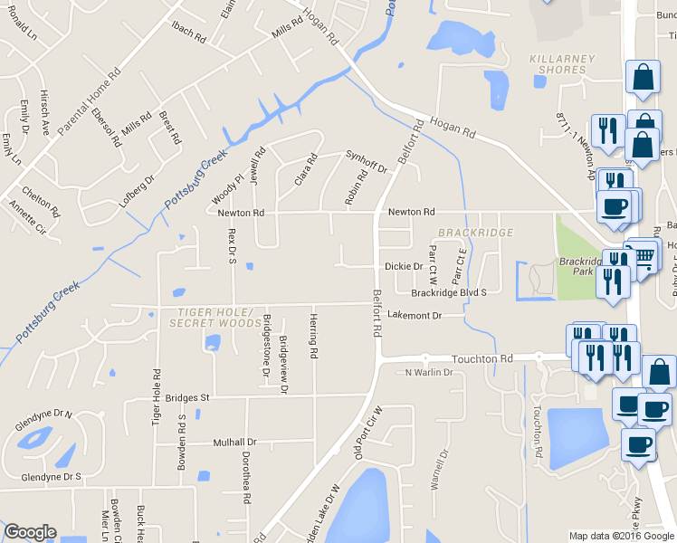 map of restaurants, bars, coffee shops, grocery stores, and more near 8050 Dickie Drive in Jacksonville