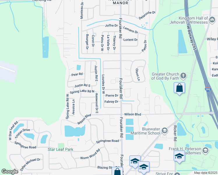 map of restaurants, bars, coffee shops, grocery stores, and more near 8069 Jacques Drive in Jacksonville