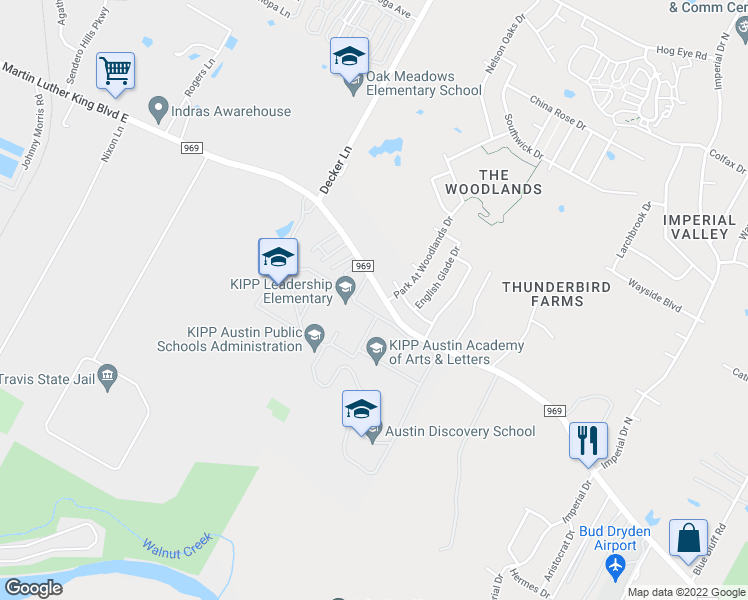 map of restaurants, bars, coffee shops, grocery stores, and more near 9001 Farm to Market 969 in Austin