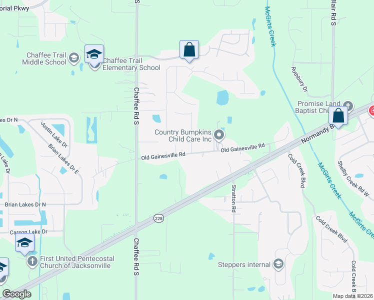 map of restaurants, bars, coffee shops, grocery stores, and more near 10947 Old Gainesville Road in Jacksonville