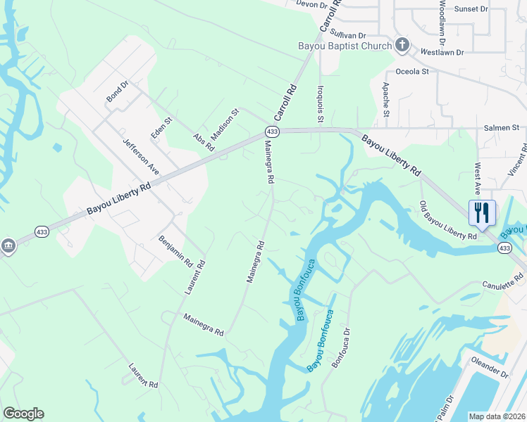 map of restaurants, bars, coffee shops, grocery stores, and more near 35566 Terrance Road in Slidell
