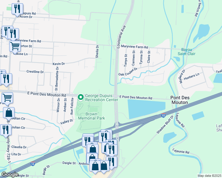 map of restaurants, bars, coffee shops, grocery stores, and more near in Lafayette