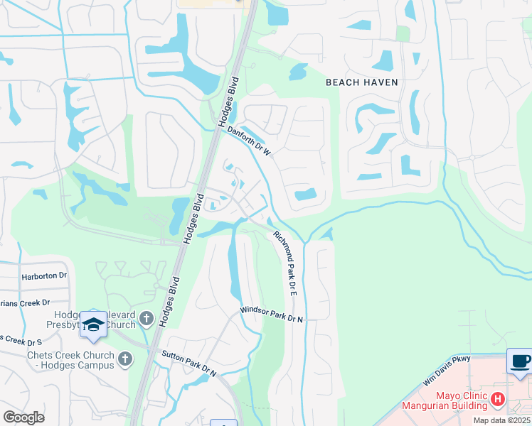 map of restaurants, bars, coffee shops, grocery stores, and more near 13727 Richmond Park Drive North in Jacksonville