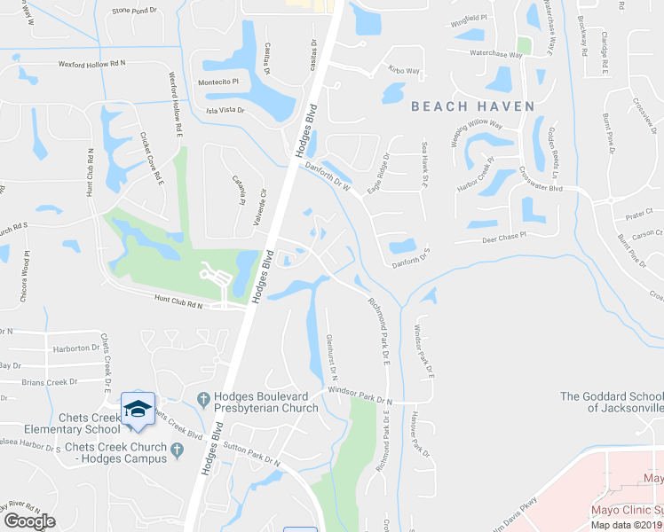 map of restaurants, bars, coffee shops, grocery stores, and more near 13727 Richmond Park Drive North in Jacksonville