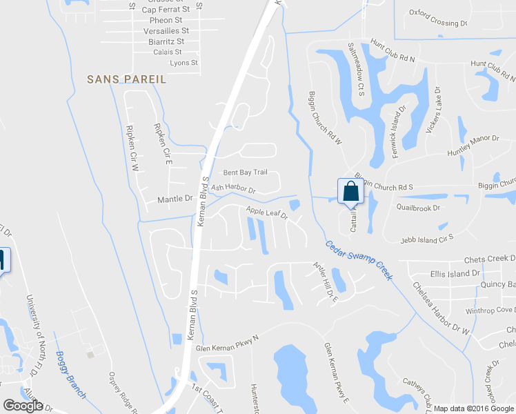 map of restaurants, bars, coffee shops, grocery stores, and more near 12429 Apple Leaf Drive in Jacksonville