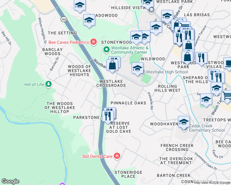 map of restaurants, bars, coffee shops, grocery stores, and more near 1579 Allen Road in Austin