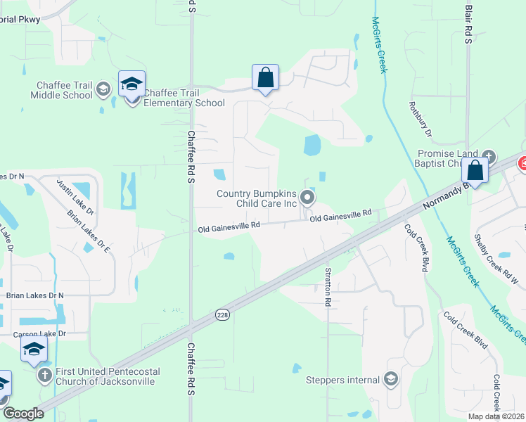 map of restaurants, bars, coffee shops, grocery stores, and more near 10947 Old Gainesville Road in Jacksonville
