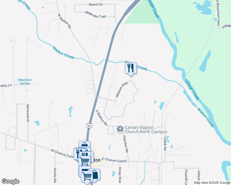 map of restaurants, bars, coffee shops, grocery stores, and more near 5360 Manion Way in Lumberton