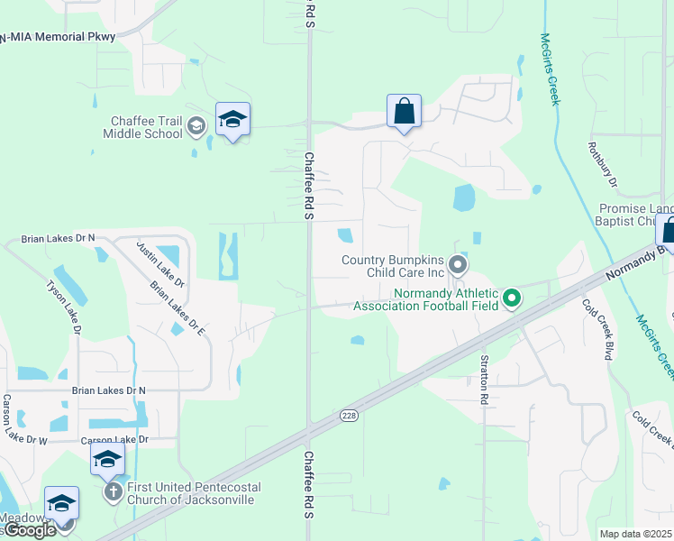 map of restaurants, bars, coffee shops, grocery stores, and more near 11133 Chaffee Terrace in Jacksonville