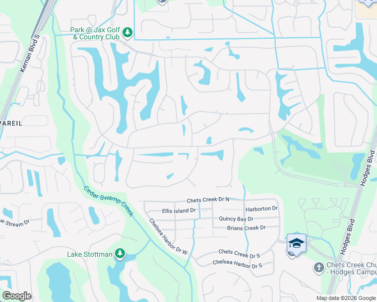 map of restaurants, bars, coffee shops, grocery stores, and more near 12918 Biggin Church Road South in Jacksonville