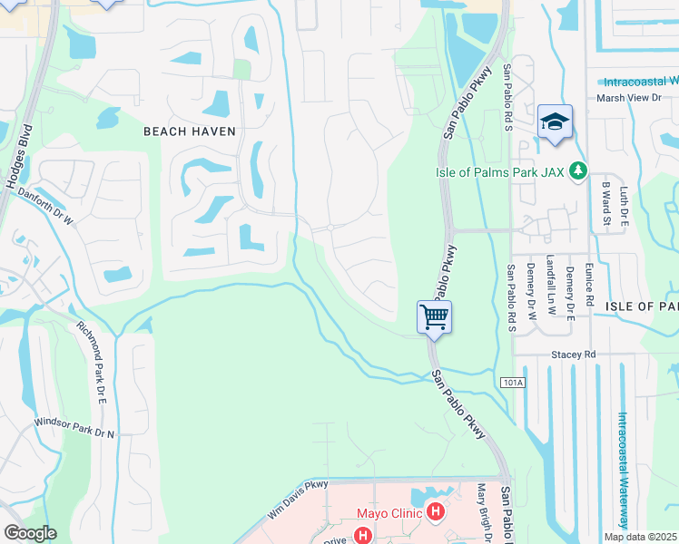 map of restaurants, bars, coffee shops, grocery stores, and more near 3846 Burnt Pine Drive in Jacksonville