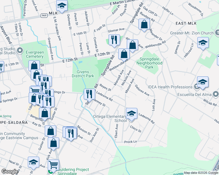 map of restaurants, bars, coffee shops, grocery stores, and more near 1112 Mansell Avenue in Austin