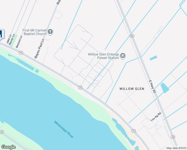 map of restaurants, bars, coffee shops, grocery stores, and more near 3285 Louisiana 75 in Saint Gabriel