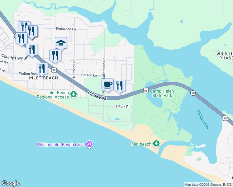 map of restaurants, bars, coffee shops, grocery stores, and more near 13699 Emerald Cove Ln S in Panama City Beach