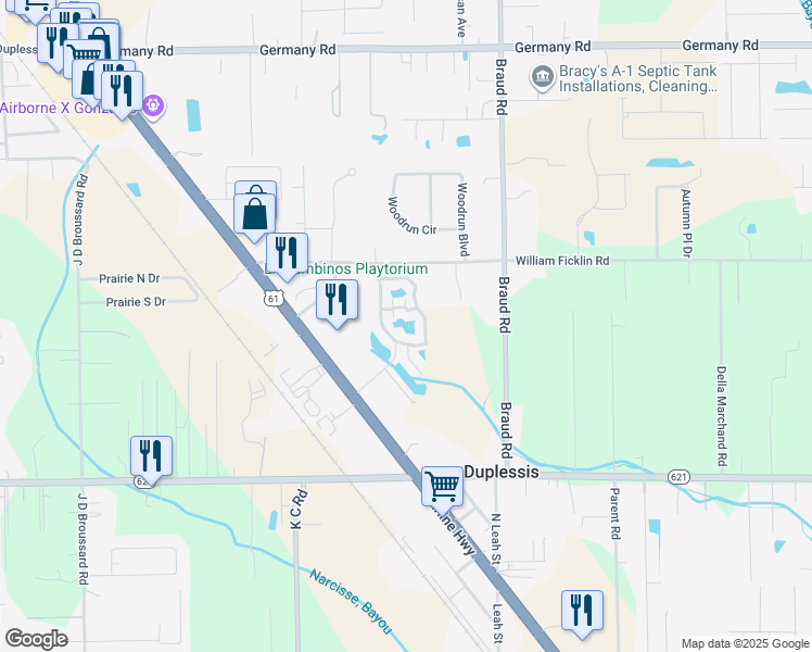 map of restaurants, bars, coffee shops, grocery stores, and more near 14086 Airline Highway in Gonzales