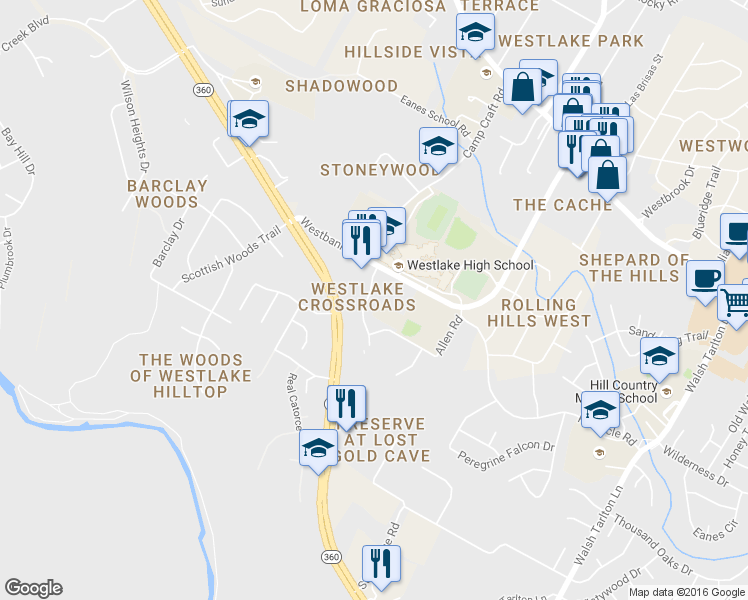 map of restaurants, bars, coffee shops, grocery stores, and more near 1406 1/2 Camp Craft Road in Austin