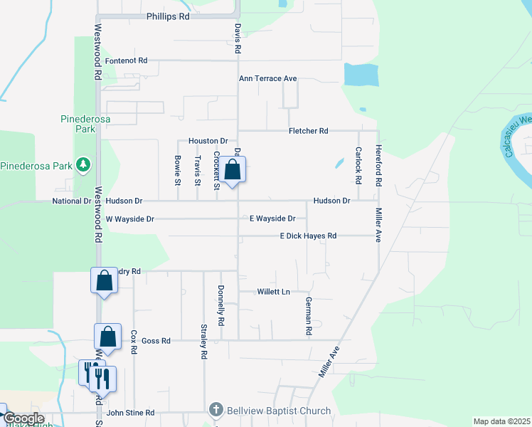 map of restaurants, bars, coffee shops, grocery stores, and more near 129 E Wayside Dr in Westlake