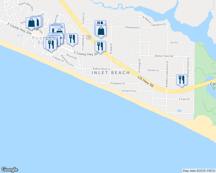 map of restaurants, bars, coffee shops, grocery stores, and more near 256 South Wall Street in Walton County