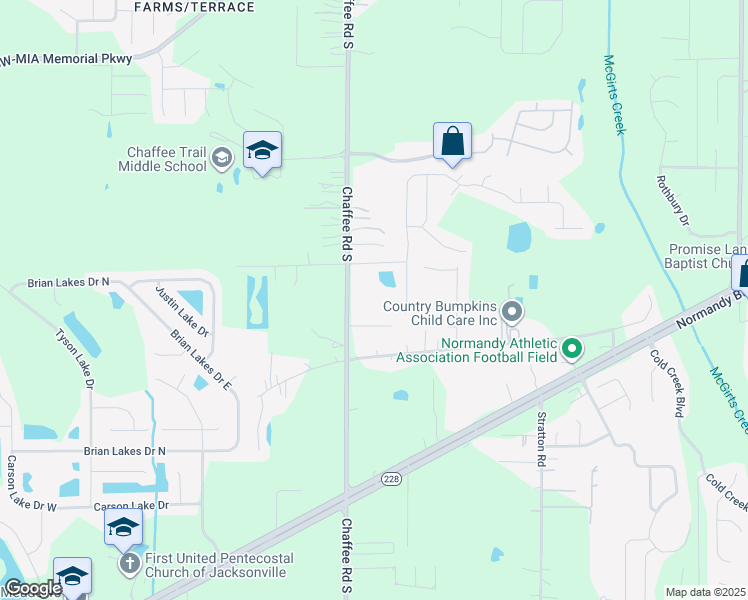 map of restaurants, bars, coffee shops, grocery stores, and more near 11133 Chaffee Terrace in Jacksonville