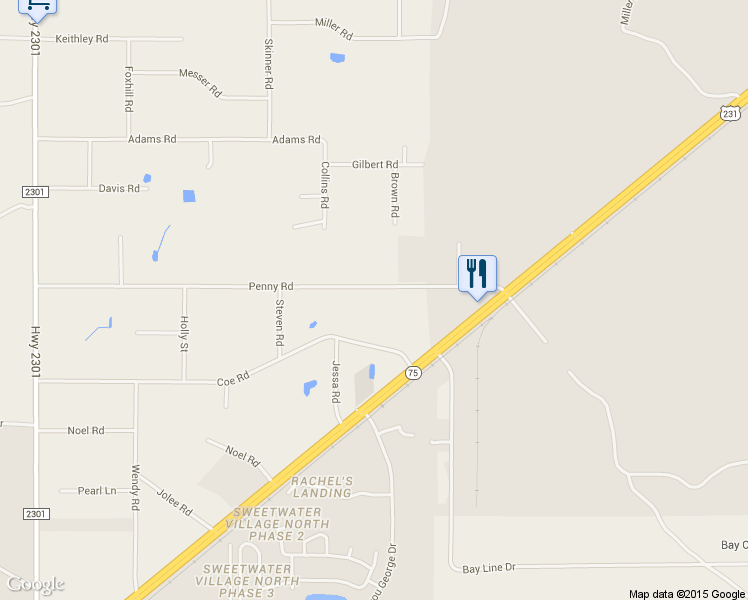 map of restaurants, bars, coffee shops, grocery stores, and more near 7340 Penny Road in Panama City