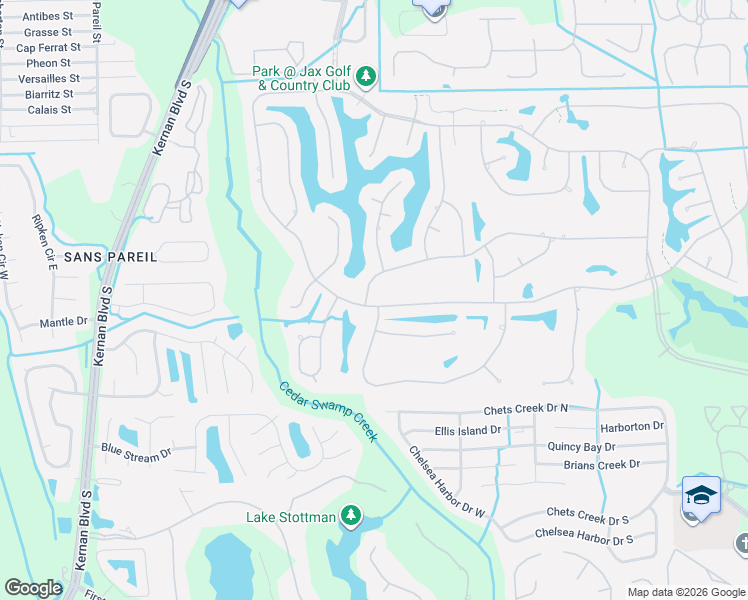 map of restaurants, bars, coffee shops, grocery stores, and more near 12817 Biggin Church Road South in Jacksonville