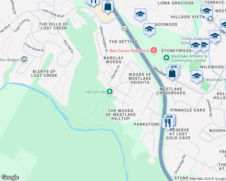 map of restaurants, bars, coffee shops, grocery stores, and more near 1714 Camp Craft Road in Austin