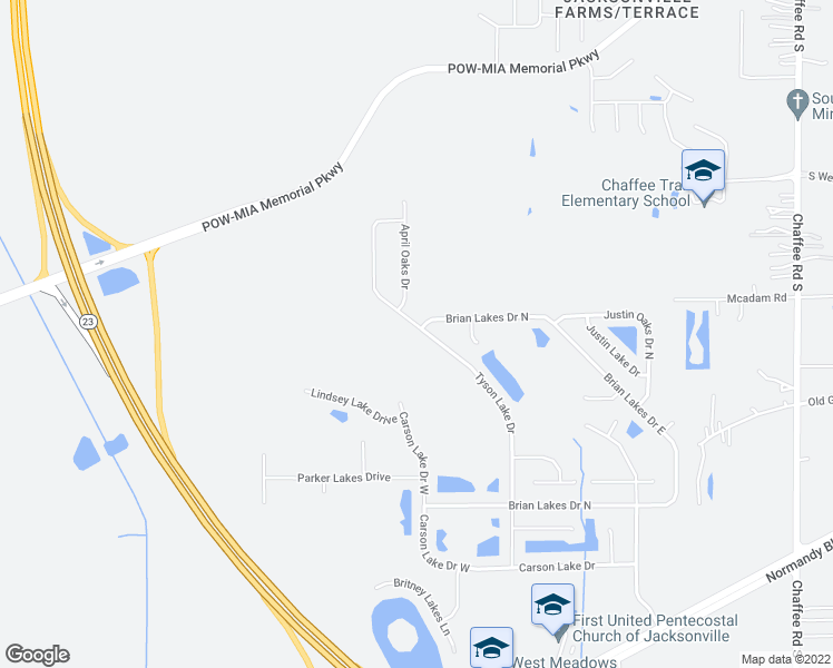 map of restaurants, bars, coffee shops, grocery stores, and more near 2180 Tyson Lake Drive in Jacksonville