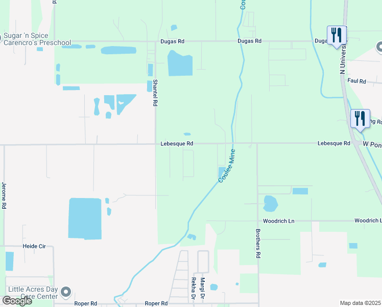 map of restaurants, bars, coffee shops, grocery stores, and more near 104 Chase Drive in Lafayette