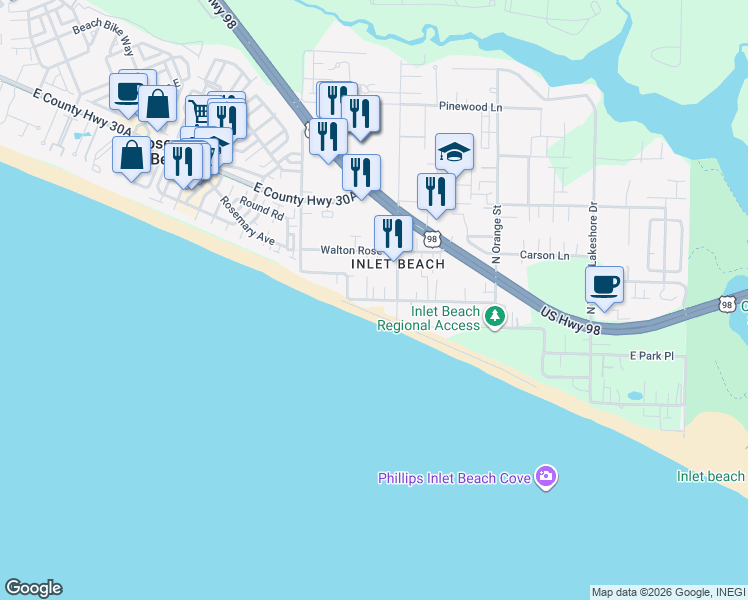 map of restaurants, bars, coffee shops, grocery stores, and more near 256 South Wall Street in Walton County