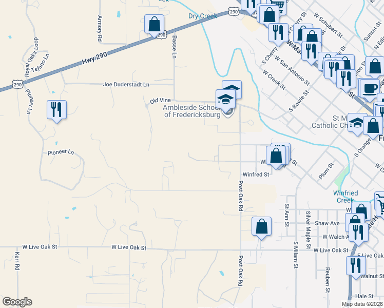 map of restaurants, bars, coffee shops, grocery stores, and more near 338 Smith Road in Fredericksburg