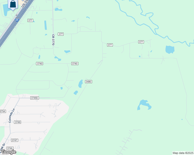 map of restaurants, bars, coffee shops, grocery stores, and more near 107 County Road 3751 in Cleveland