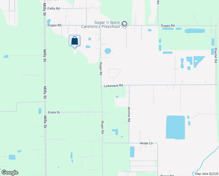 map of restaurants, bars, coffee shops, grocery stores, and more near 1121 Lebesque Road in Lafayette