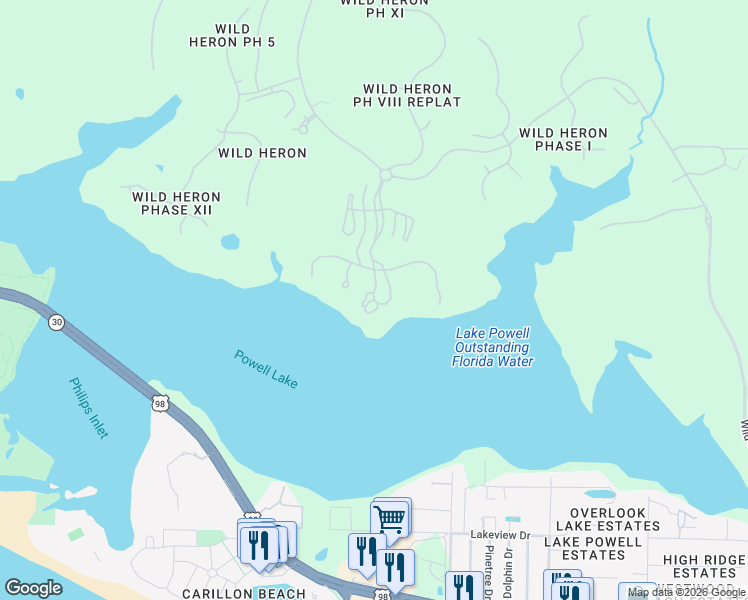 map of restaurants, bars, coffee shops, grocery stores, and more near 1101 Prospect Promenade in Panama City Beach
