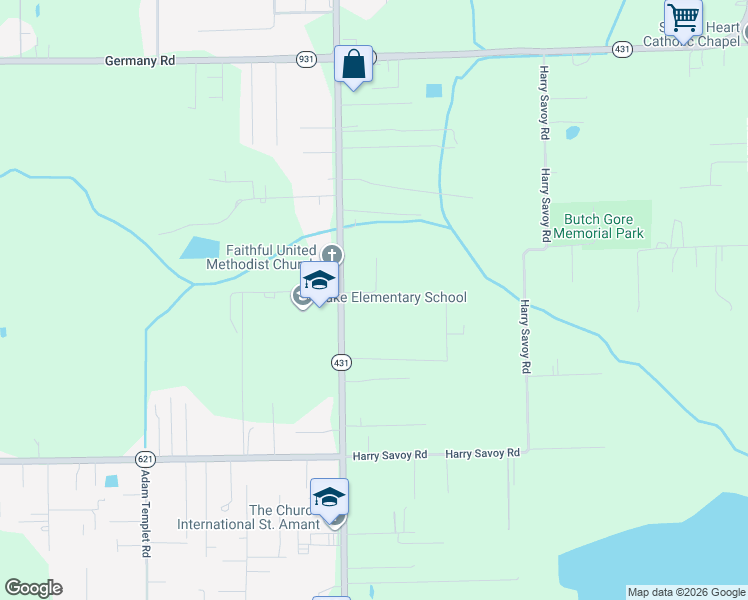 map of restaurants, bars, coffee shops, grocery stores, and more near 14210 Tom Dyer Drive in Saint Amant
